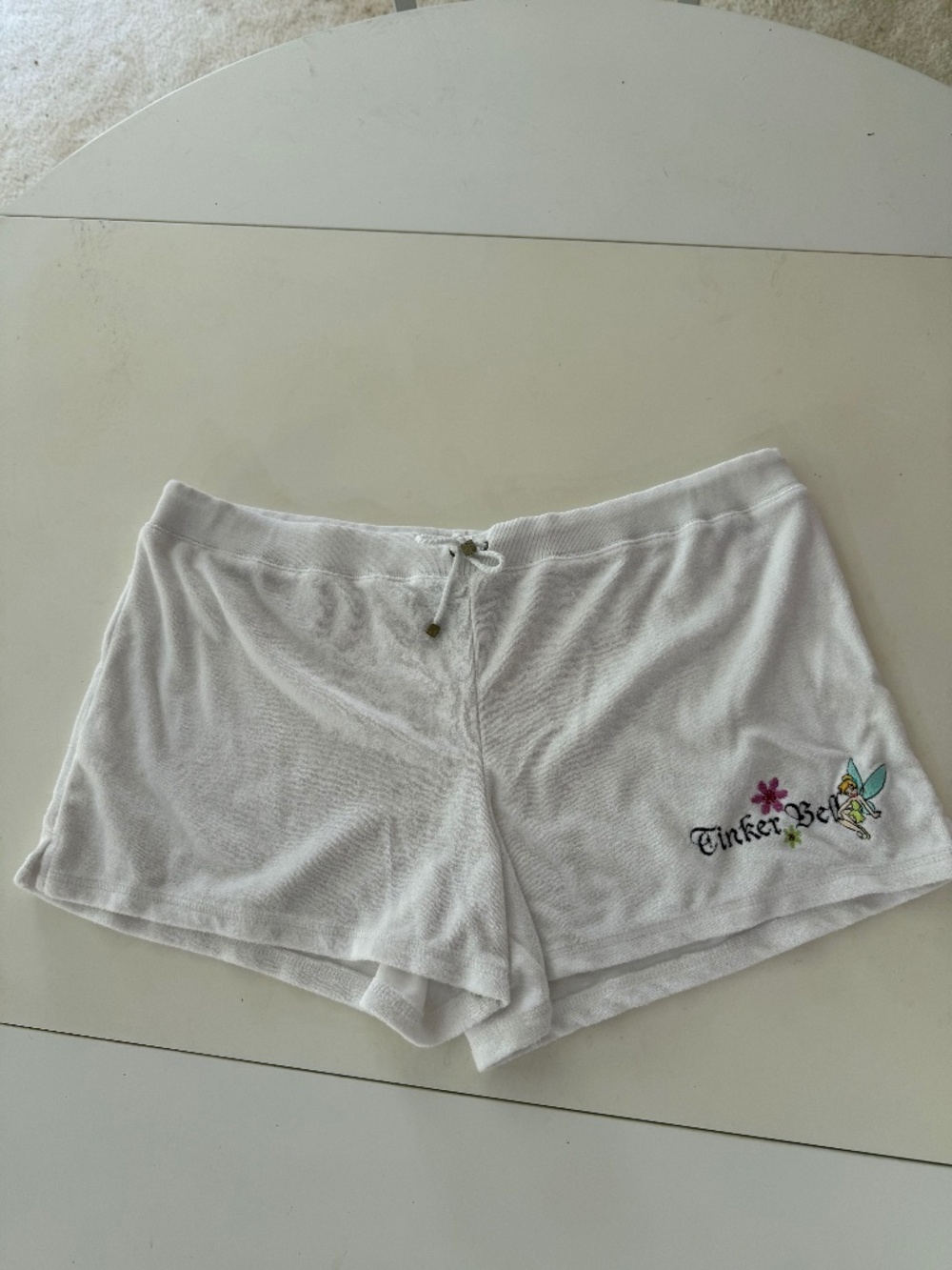 Tinker Bell White Terry Shorts Disneyland Resort Size XL